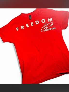 Rare Charlie Kirk Freedom T-Shirt Red Medium TPUSA Memorial ERA Legacy Tee